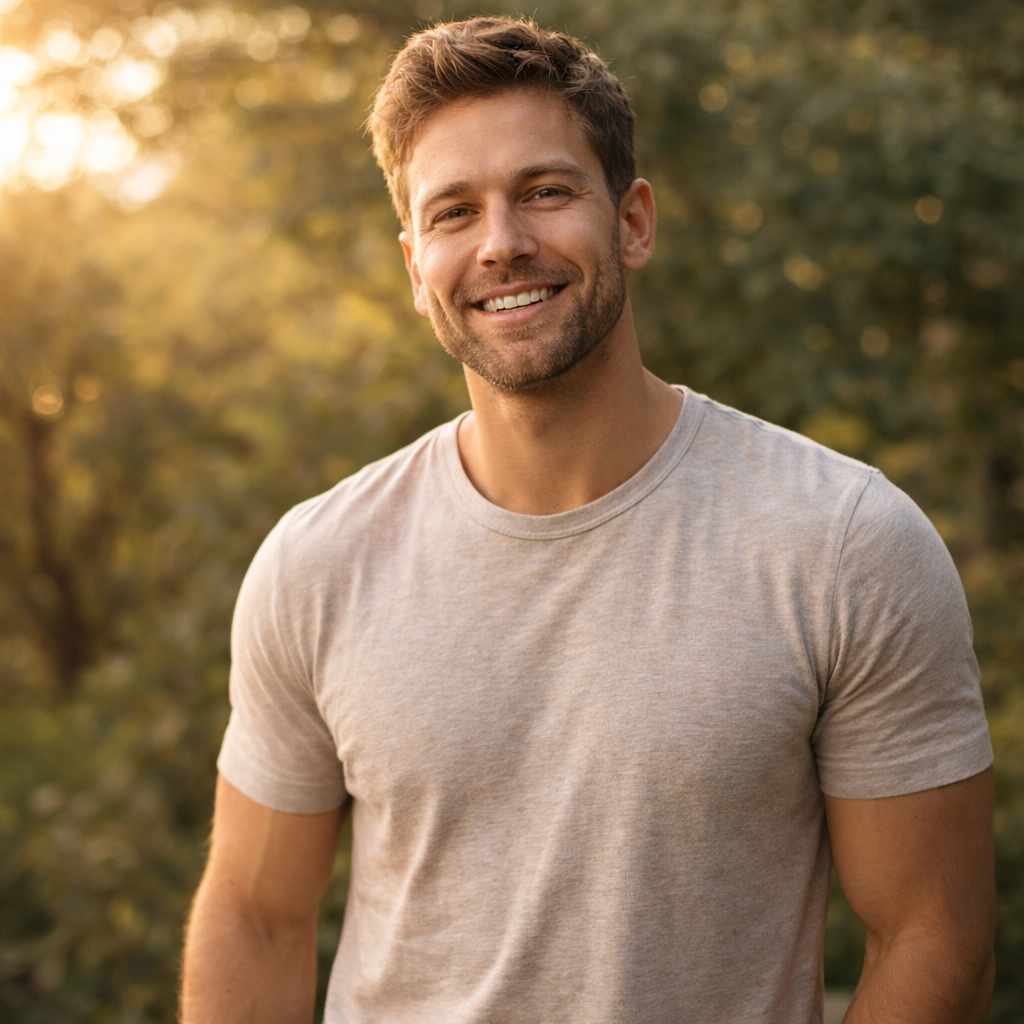 Confident man outdoors with a natural, self-assured expression