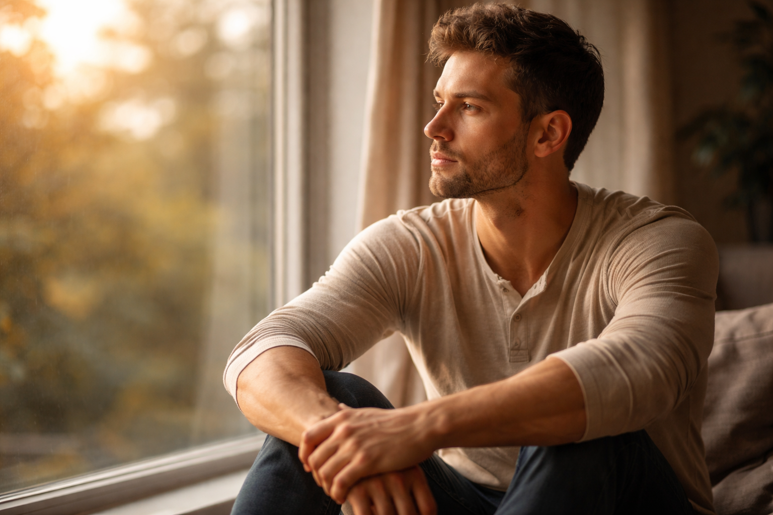 Man reflecting on his personal restoration journey