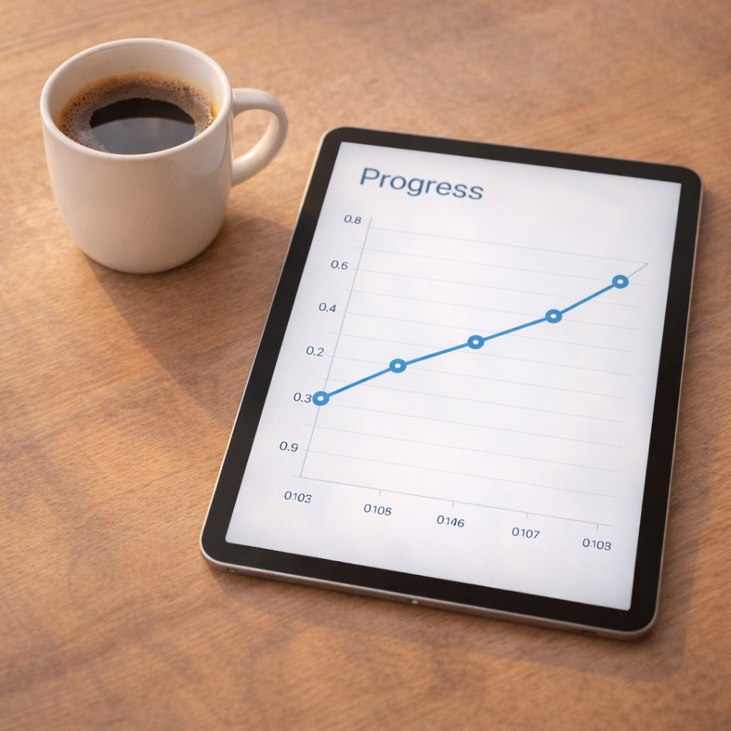 Progress tracking chart showing upward restoration results